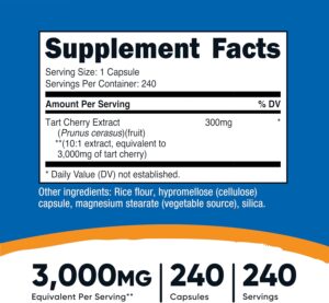 Nutricost Tart Cherry Extract 3000mg Equivalent 10:1 Extract 240 Vegetarian Caps - Görsel 2