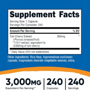Nutricost Tart Cherry Extract 3000mg Equivalent 10:1 Extract 240 Vegetarian Caps