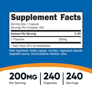 Nutricost L-Theanine Brain & Cognitive Double Strength 200mg 240 Caps - Görsel 2