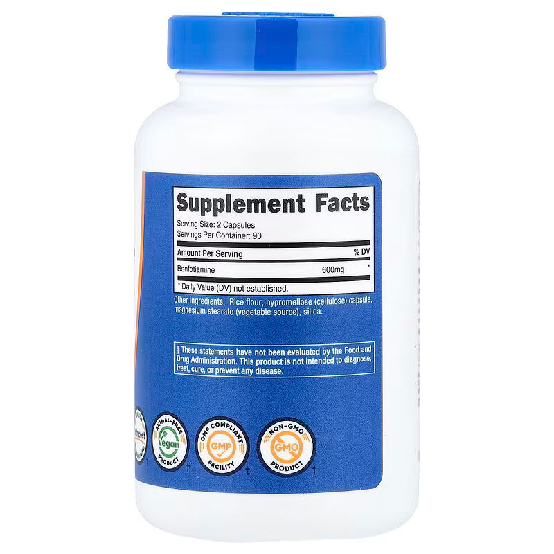 Nutricost Benfotiamine Antioxidants 600 mg 180 Caps - Görsel 2