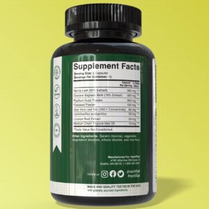 NutriFlair Colon Cleanse 15 Day Gut Detox Cascara Sagrada Senna Leaf Psyllium Husk & Probiotics Lactobacillus – 30 Caps