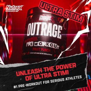Nutrex Outrage Ultra HIGH STIM PreWorkout Caffeine L-Citrulline Beta-Alanine Creatine Energy Focus - Görsel 5
