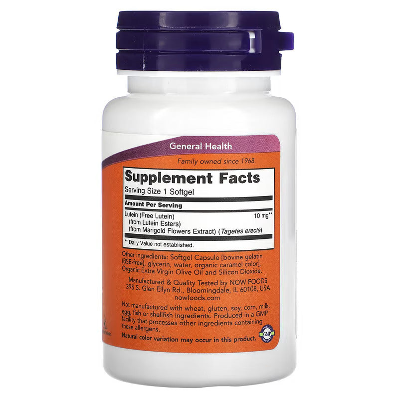 Now Foods, Lutein Eye(Göz) Health 10 Mg, 60 Softgels