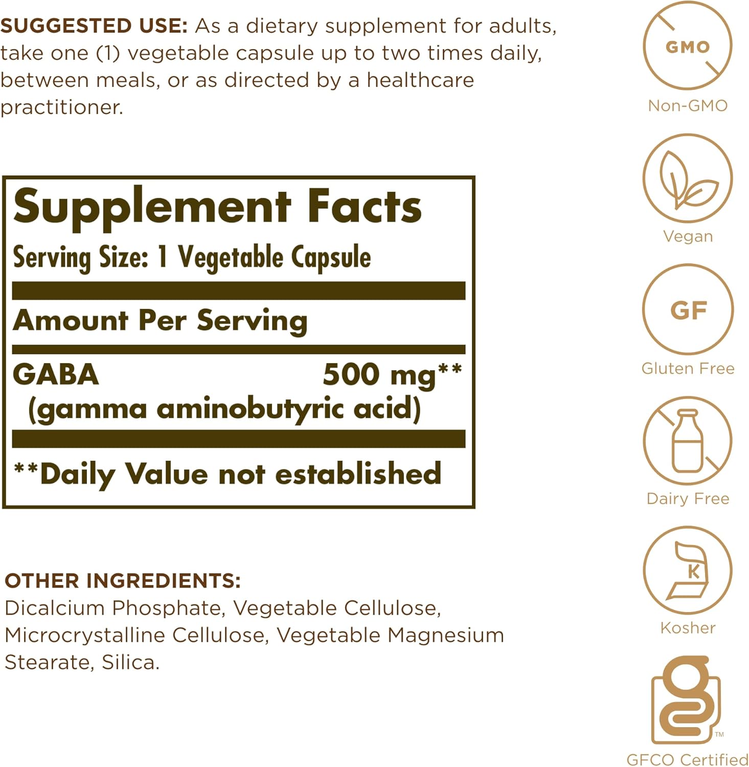 Solgar GABA 500 mg Relaxation & Nervous System 50 Vegetable Caps - Görsel 3