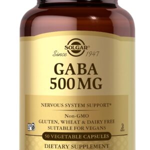 Solgar GABA 500 mg Relaxation & Nervous System 50 Vegetable Caps