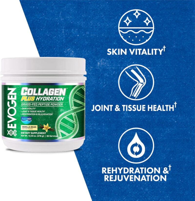 Evogen Collagen Plus Hydration Grass Fed Skin Vitality Joint & Tissue Health | Vanilla 378 gr - Görsel 3