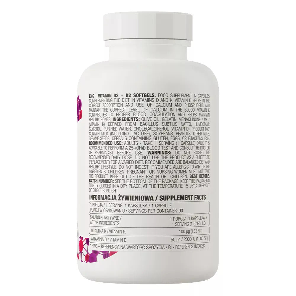 OstroVit Vitamin D3 2000 IU + K2 90 Softgels - Görsel 3