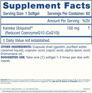 ProHealth Longevity Ubiquinol Kaneka CoQ-10 Antioxidants 100 mg 60 Softgels - Görsel 2