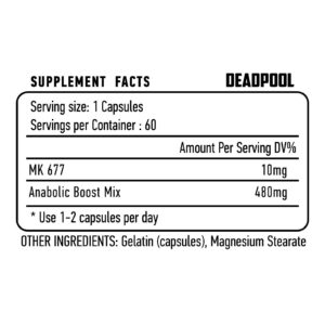 Redbox Labs DEADPOOL V2 Mk677 İbutamoren + Anabolic booster mix 60 Caps - Görsel 2