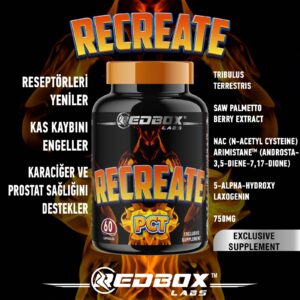 Red Box Labs Recreate PCT post cycle therapy Saw palmetto Nac Arimistane 60 Caps - Görsel 2