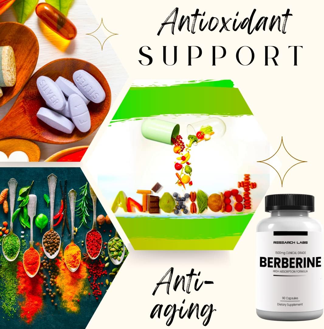 Research Labs Clinical Grade Berberine High Absorption Formula & BerberQuil Glucose 500mg 90 Caps - Görsel 3
