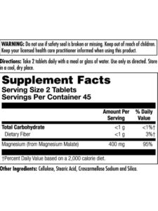 KAL Magnesium Magnezyum Malate 400 90 tablets - Görsel 2