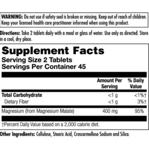 KAL Magnesium Magnezyum Malate 400 90 tablets