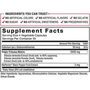 Force Factor Fundamentals Tribulus Terrestris + Selenium Max 2000 mg 120 Vegetable Capsules - Görsel 2