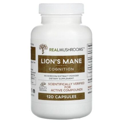 Real Mushrooms Lions Mane Mushroom Cognition Brain Cognitive 120 Caps