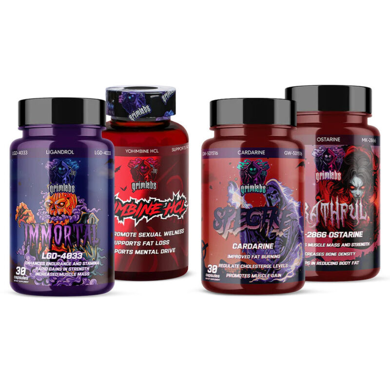 Grimlabs Ripped Alpha Starter Pack - Immortal Ligandrol & Spectre Cardarine & Wrathful MK2866 & Yohimbine HCL