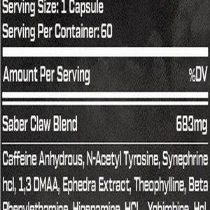 Saber Claws Labs Astra LEAN Fat Burner Ephedra Yohimbine 60 Caps