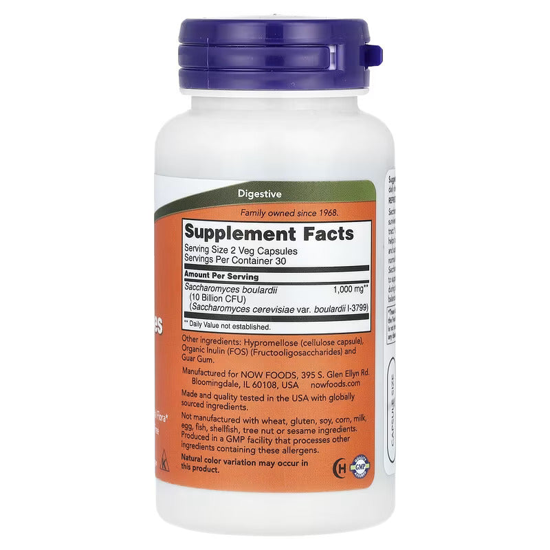 NOW Foods Saccharomyces Boulardii Probiotic(Probiyotik) 5 Billion CFU 60 Vegetarian Caps