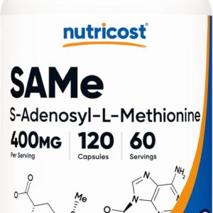 Nutricost SAM-e S-Adenosyl-L-Methionine Brain & Cognitive Bone Joint & Cartilage 400mg 120 Caps