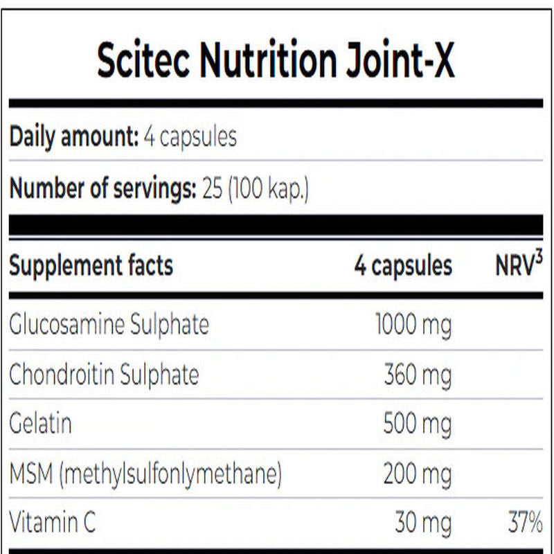 Scitec Joint-X Glucosamine(Glukozamin)+Methylsulfonylmethane+Chondroitin (100 caps)