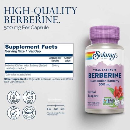 Solaray, Vital Extracts, Berberine, 500 mg, 60 VegCaps
