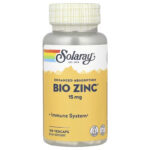 Solaray Bio Zinc 15 mg Zinc Citrate Zinc Picolinate Minerals Complex for Healthy Immune System 100 VegCaps
