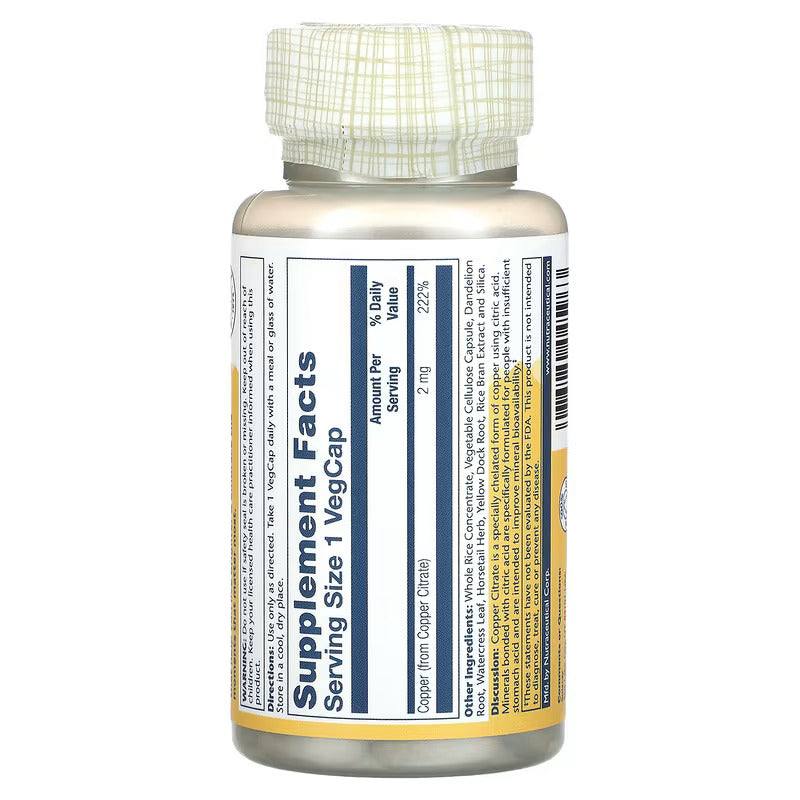 Solaray Biocitrate Copper Bakır Citrate Mineral 2 mg 60 Caps