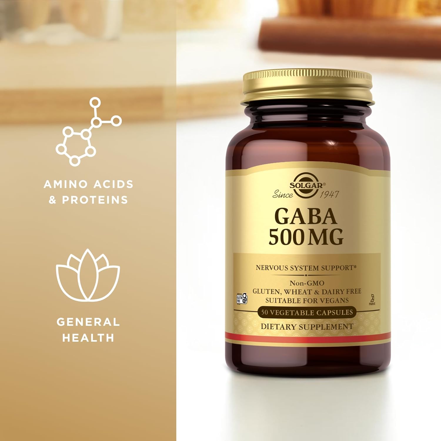 Solgar GABA 500 mg Relaxation & Nervous System 50 Vegetable Caps