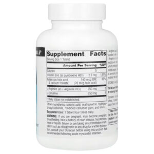 Source Naturals L-Arginine L-Citrulline Nitric Oxide Folate Complex 60 Tablet