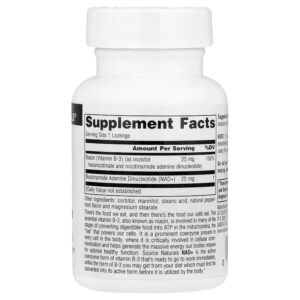 Source Naturals NAD+ Nicotinamide Adenine Coenzymated Niacin Vitamin B-3 ATP 60 Lozenges - Görsel 2
