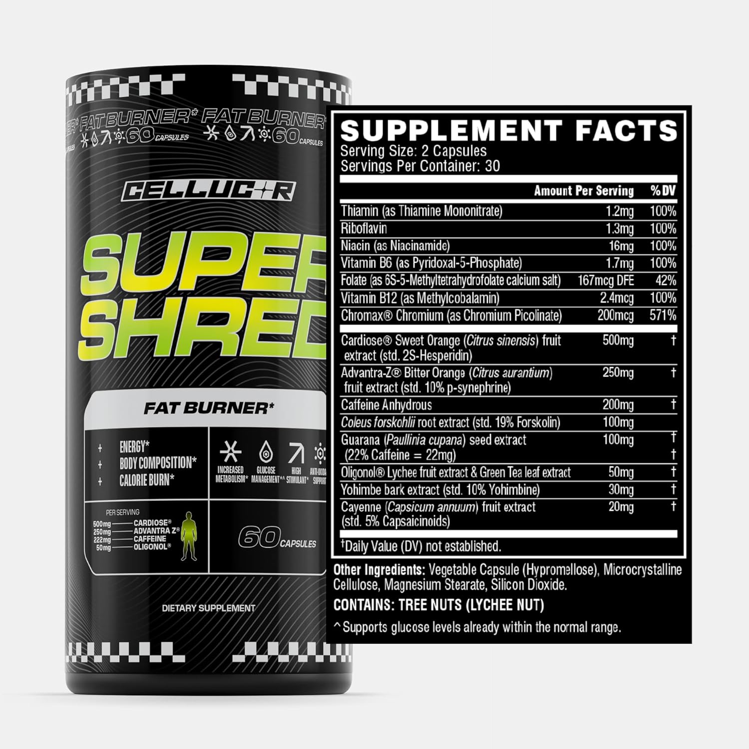 Cellucor Super Shred Fat Burner Thermogenic Power & High Stimulant Energy 60 Caps