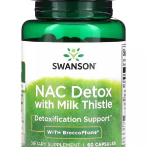 Swanson, Nac Detox With Milk Thistle With Broccophane, 60 Kaps