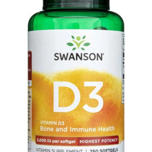 Swanson Vitamin D3 Bone and Immune Highest Potency 5,000 IU 250 Softge