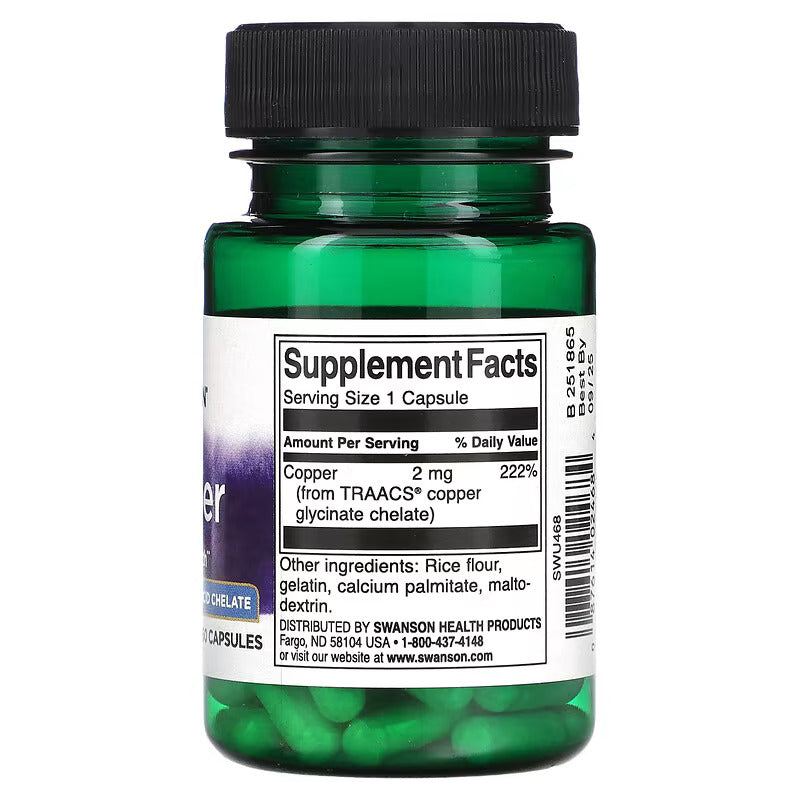 Swanson Albion Copper Mineral 2 mg 60 Kapsül