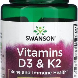 Swanson Vitamins D3 & K2 MK-7 2000 IU Bone and Immune Health 60 Veggie Caps