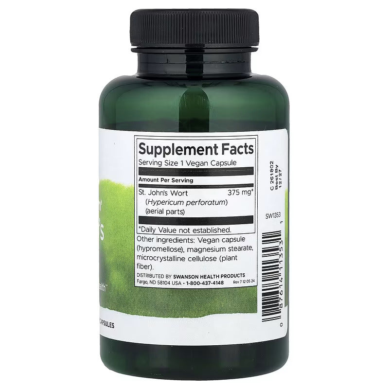 Swanson Full Spectrum St. John's Wort Mental and Emotional Health 375 mg 120 Vegan Caps - Görsel 2