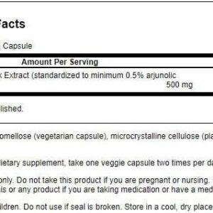 Swanson Arjuna Bark Standardized heart health 500 mg 60 Veggie Caps