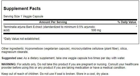 Swanson Arjuna Bark Standardized heart health 500 mg 60 Veggie Caps - Görsel 2