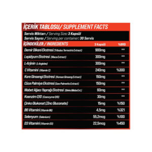 GRIMSUPPS TESTO BOOST MEN ONLY TRIBULUS , ARGININE , MACA , GINSENG 90 CAPS - Görsel 2