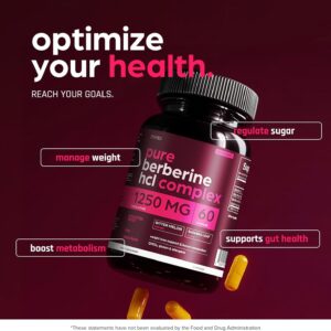 Artnaturals Berberine 1250mg for Weight Management with Bitter Melon and Banaba Leaf – HCl from Barberry Extract 60 Caps