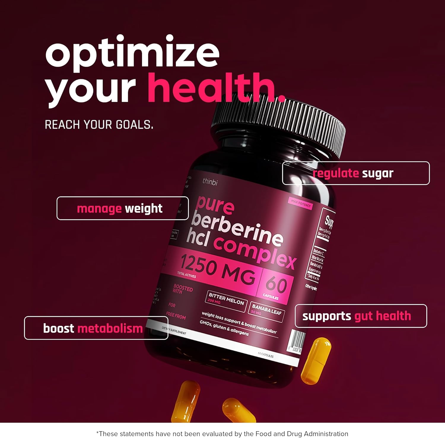 Artnaturals Berberine 1250mg for Weight Management with Bitter Melon and Banaba Leaf - HCl from Barberry Extract 60 Caps - Görsel 2