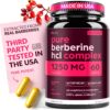 Artnaturals Berberine 1250mg for Weight Management with Bitter Melon and Banaba Leaf - HCl from Barberry Extract 60 Caps