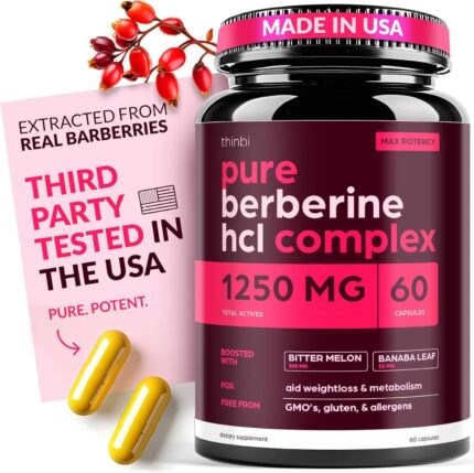 Artnaturals Berberine 1250mg for Weight Management with Bitter Melon and Banaba Leaf - HCl from Barberry Extract 60 Caps