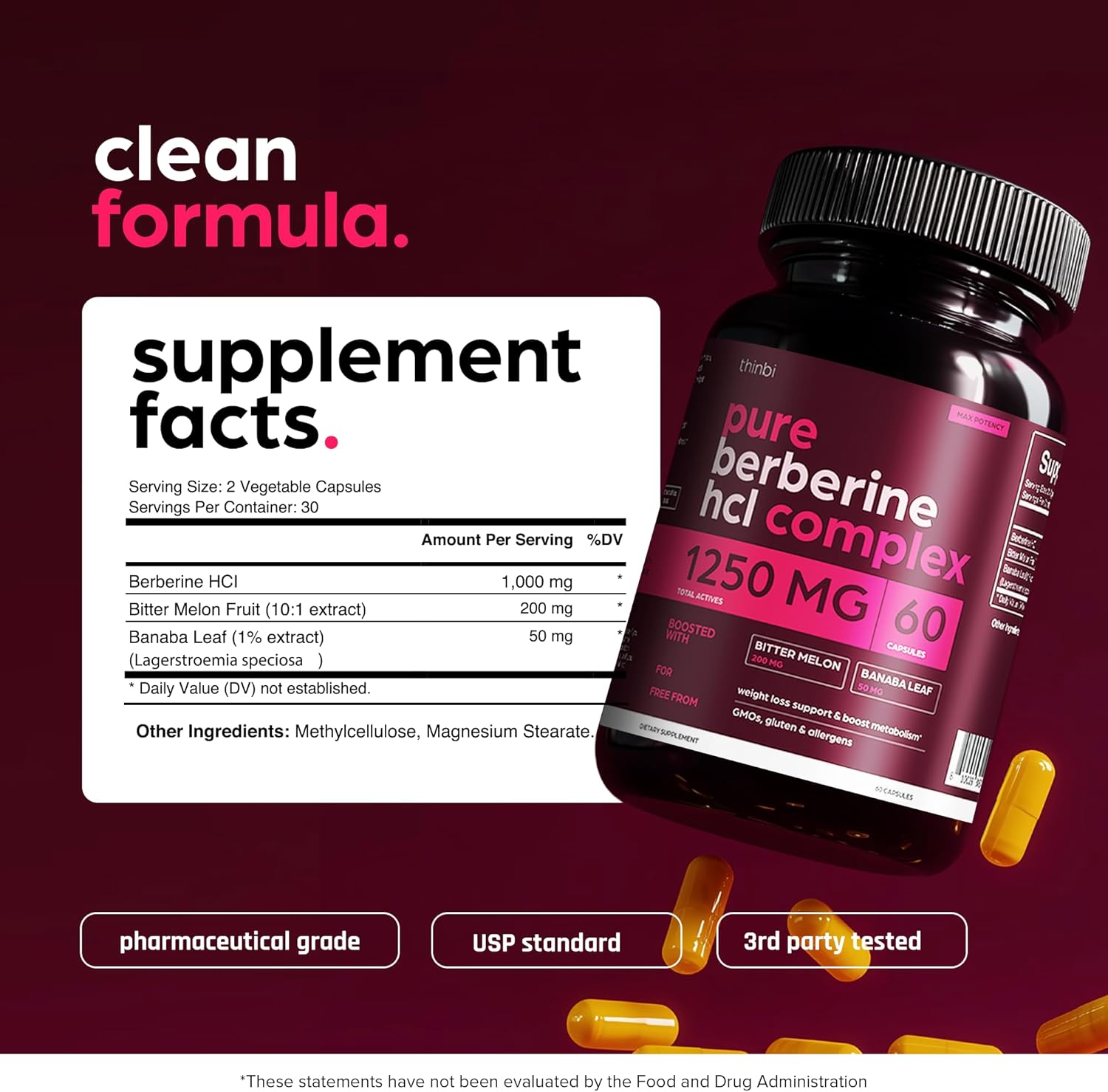 Artnaturals Berberine 1250mg for Weight Management with Bitter Melon and Banaba Leaf - HCl from Barberry Extract 60 Caps - Görsel 4
