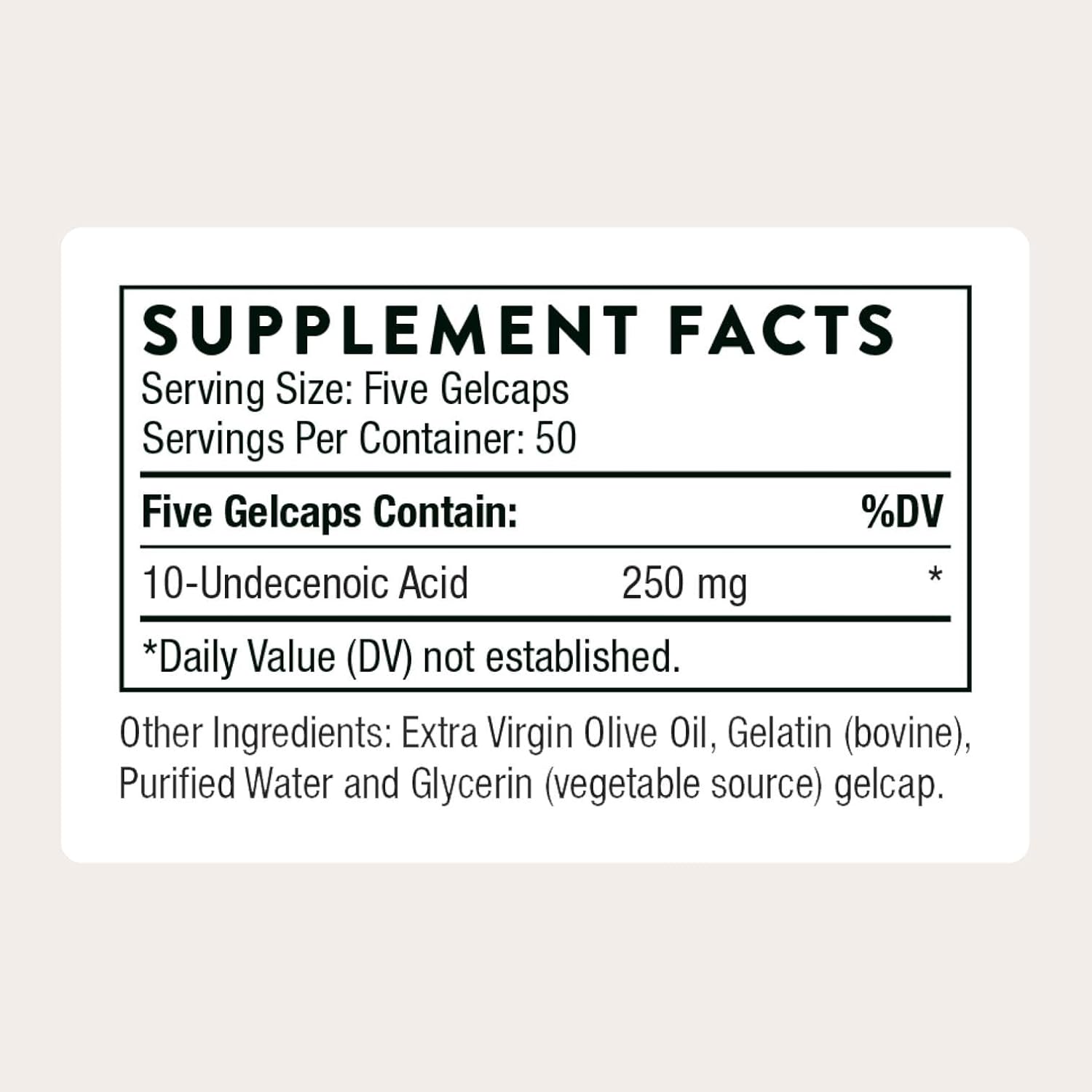 THORNE Undecylenic Acid 250 mg Healthy Balance of Gut & Vaginal Flora 250 Gelcaps - 50 Servings - Görsel 2