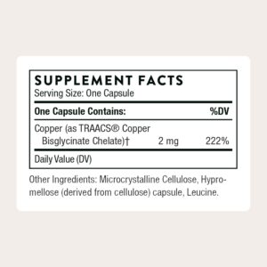 THORNE TRAACS Copper Bisglycinate Mineral Nerve & Skin Health 60 Caps - Görsel 2