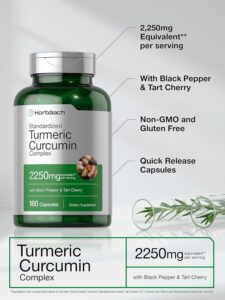 Horbäach Turmeric Curcumin Tart Cherry Olive Leaf 180 Caps - Görsel 2
