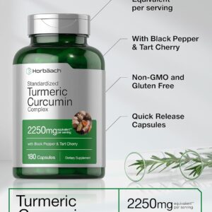 Horbäach Turmeric Curcumin Tart Cherry Olive Leaf 180 Caps
