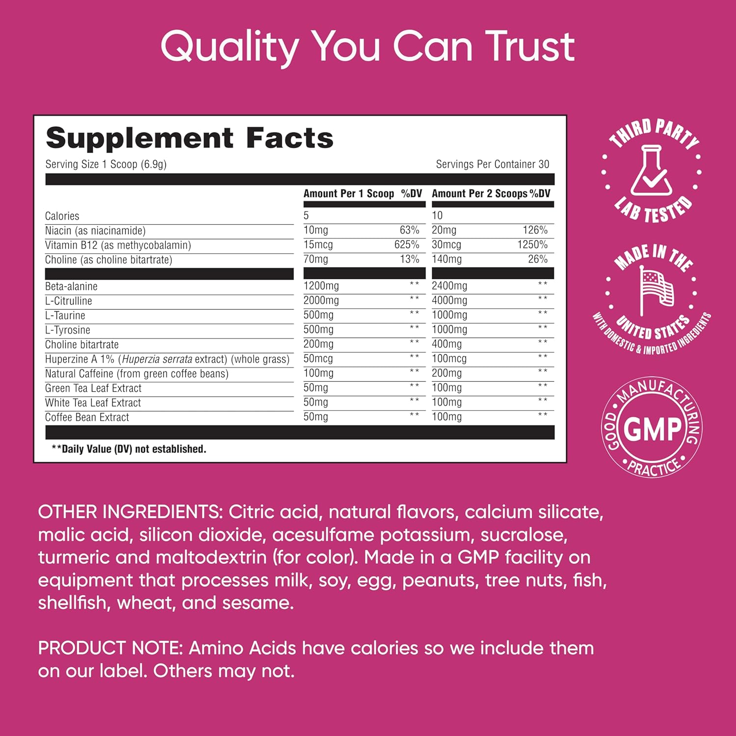 Universal U Boost & Focus Powder Energy and Cognitive B12 Niacin Choline L-Tyrosine Huperzine Beta Alanin Citrulline - Görsel 4