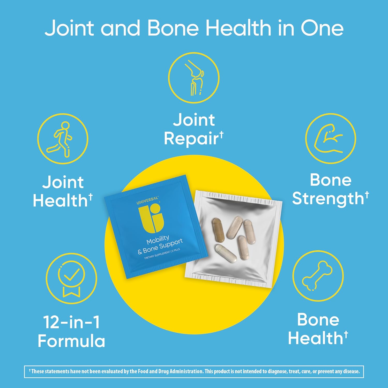 Universal U Mobility & Bone Joint & Cartilage Multivitamin Collagen Turmeric Glucosamine Chondroitin MSM 30 Packs - Görsel 4